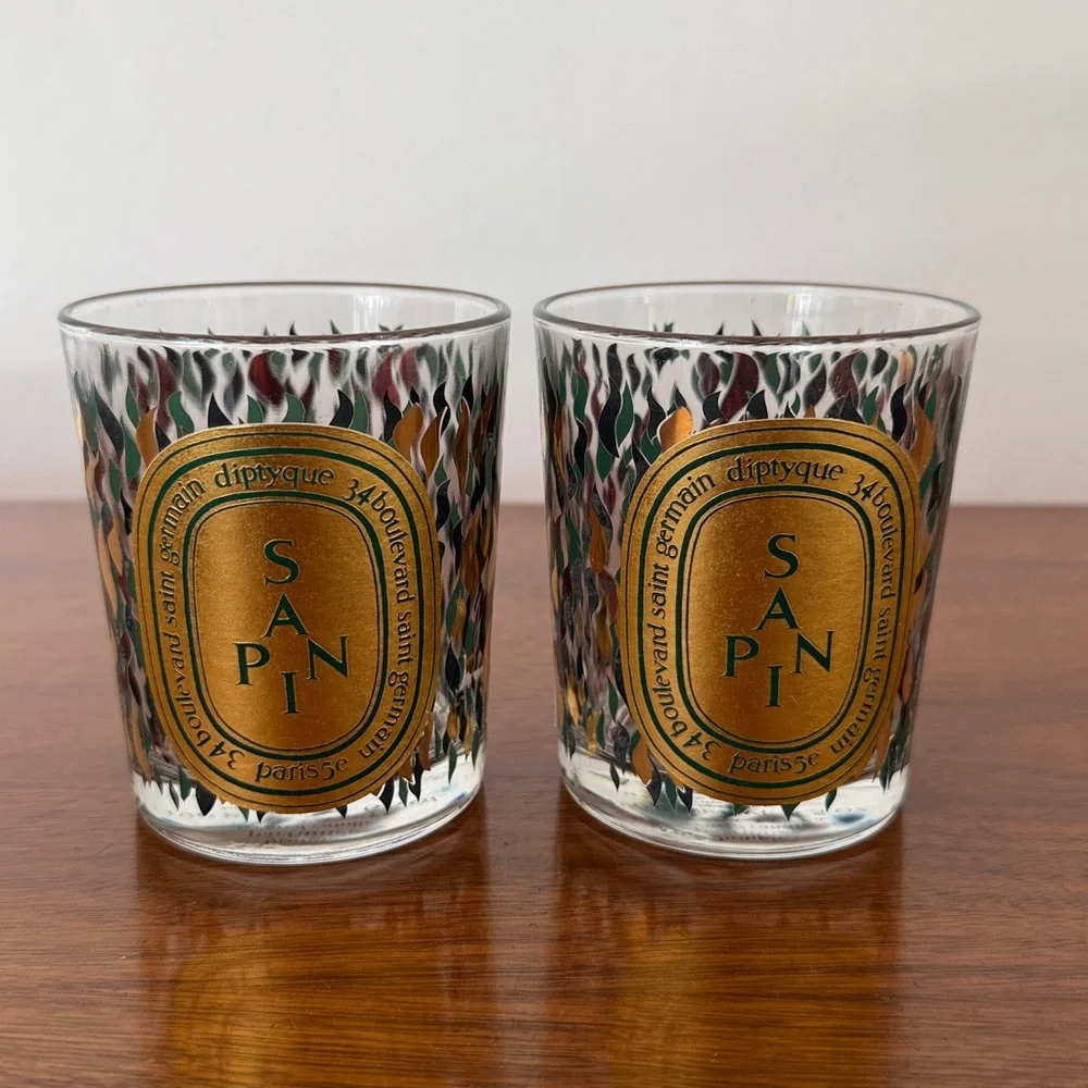 Pair Diptyque 2023 Sapin Candle Jars 190g Empty - Picture 1 of 7